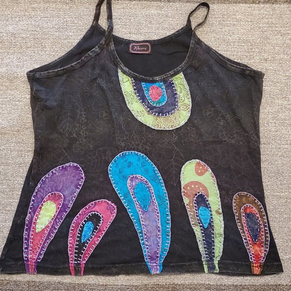 UNIQUE colourful overlay design top from Nepal!! - Picture 1 of 2